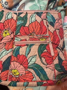 Vera Bradley Floral Quilted Crossbody Bag in Pink, Red & Teal